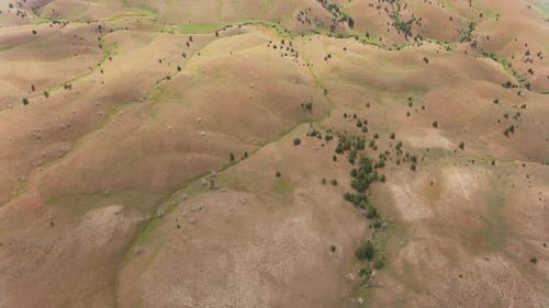 Central Oregon high desert landscape from above filmed from helicopter in Oregon USA