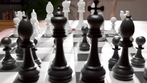 Black and White Chess Pieces on Chessboard