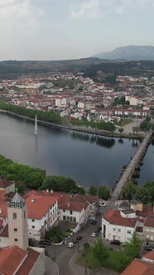 Aerial Vertical View City of Mirandela, Portugal