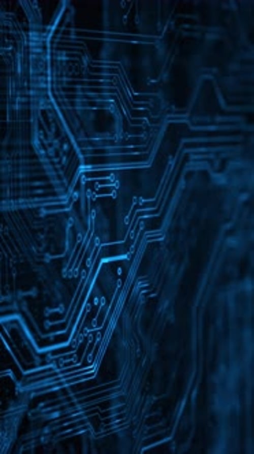 Animated Futuristic Blue Circuit Board Digital Background