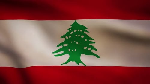 Realistic Waving Flag of Lebanon National Symbol