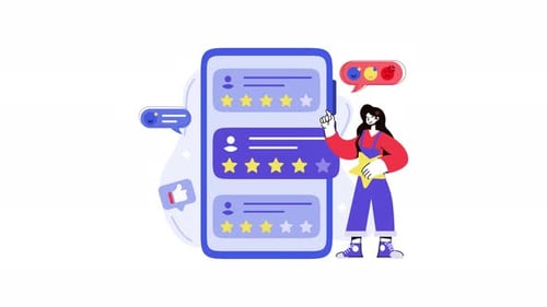 Customer feedback app ratings animation. Suitable for mobile app design and review.