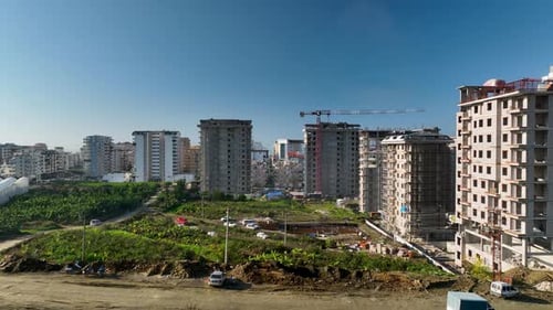 Panorama Of The Buildings On The Coastline City Alanya Turkey Aerial View
