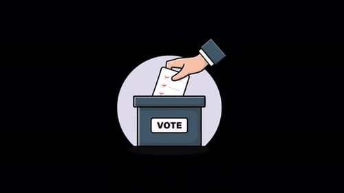 Hand Casting Vote in Ballot Box Flat Design Animation
