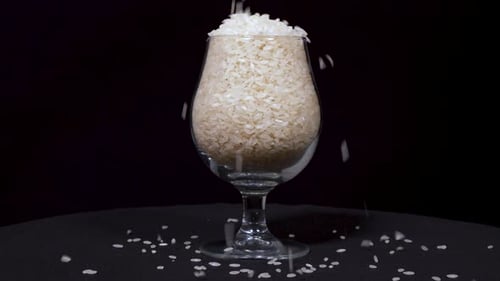 Rice Grains Filling a Glass