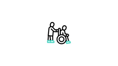 Minimalist Caregiver Pushing Person In Wheelchair Icon Animation