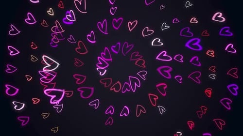Animated Neon Hearts Loop Background for Love and Celebration