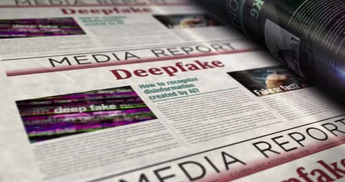 News Article on Deepfake Technology with Glitch Transition Animation