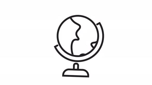Animated Flat Design Rotating Globe Outline Icon