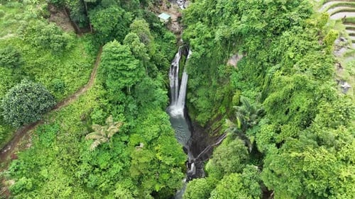 Jungle-Surrounded Aling Aling Waterfall in Bali, Indonesia