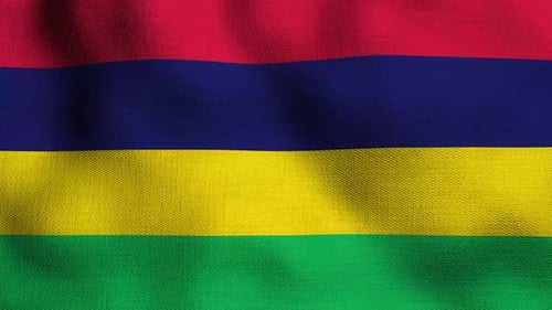Realistic Waving Flag of Mauritius Seamless Loop