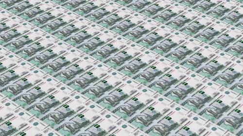 Seamless Loop of Russian 1000 Ruble Banknotes