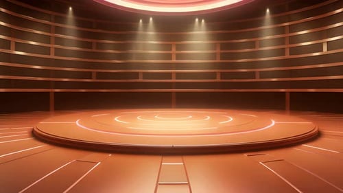 Futuristic 3D Virtual Studio Stage with Spotlights