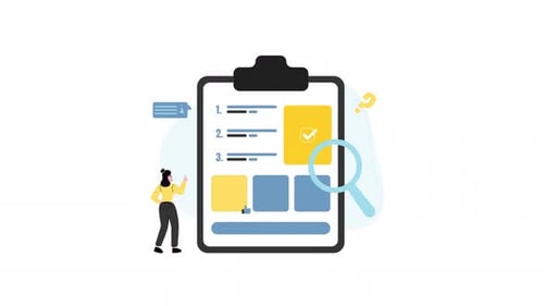 User guide checklist review animation vector task list. Suitable for tutorials, and manuals.