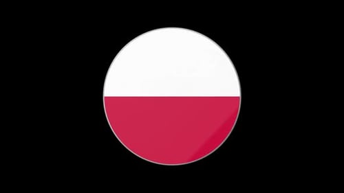 Rotating 3D Polish Flag Badge Animation Loop