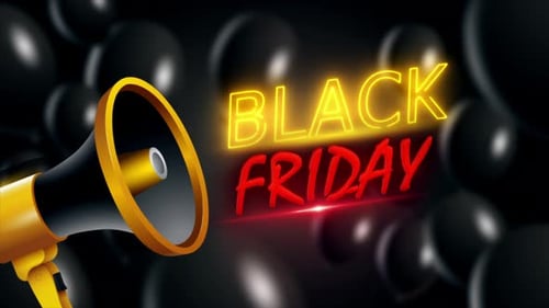 Glowing Neon Black Friday Announcement with Megaphone