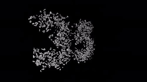 Number 35 Made of Numbers with Alpha Channel. 3D Font Number Animation. Transparent Background
