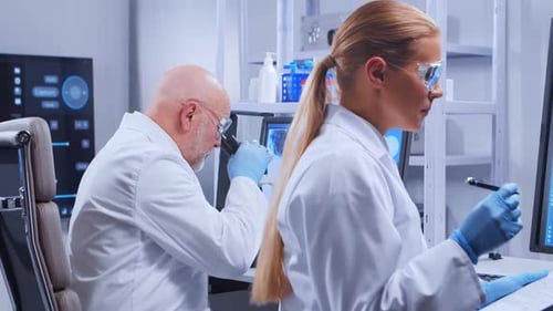 Scientists Working in Bright Modern Lab
