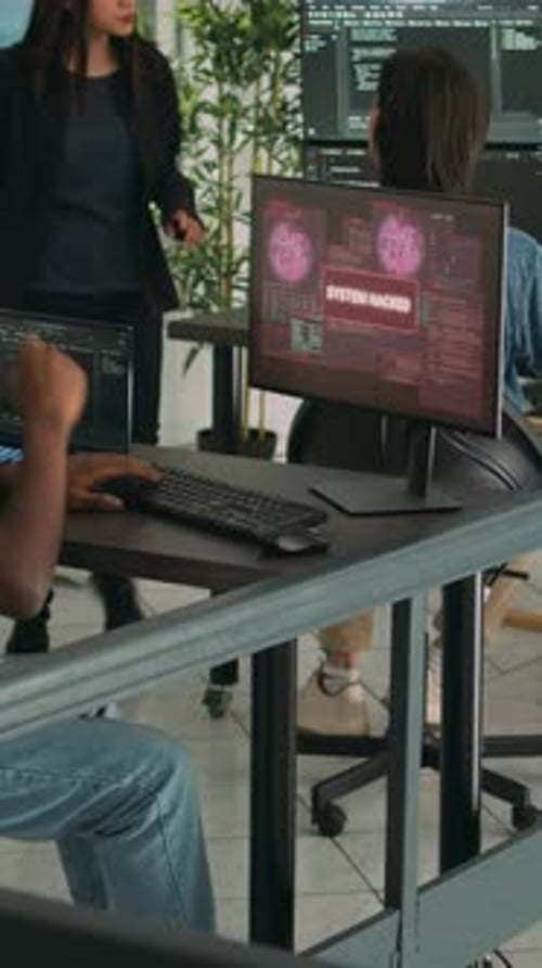 Vertical Video Company Developer Writing Code Encounters System Failure