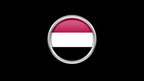 Glossy Rotating Flag Badge with Metallic Frame Animation