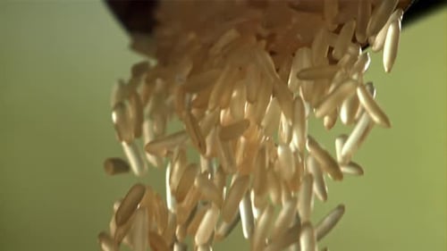 Rice Falls From the Scoop Filmed on a Highspeed Camera at 1000 Fps