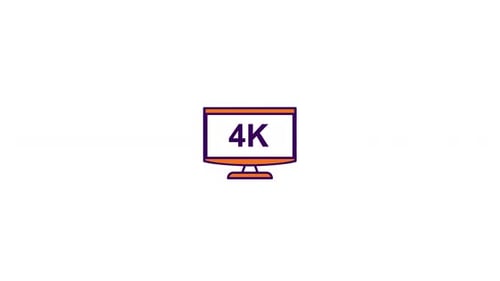 Animated 4K Monitor Technology Flat Design Icon
