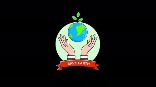 Animated Flat Design for Environmental Protection with Earth and Hands