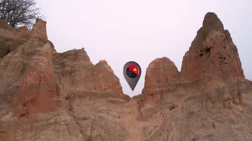 Animated 3D Location Pin with Flag Reveal