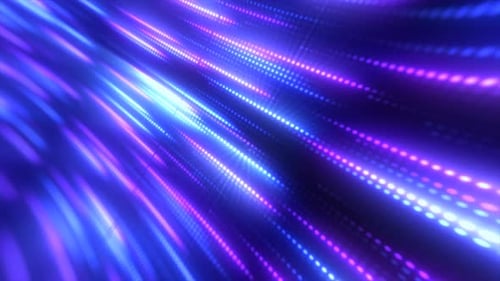 Fast Moving Neon Light Trails Digital Data Stream