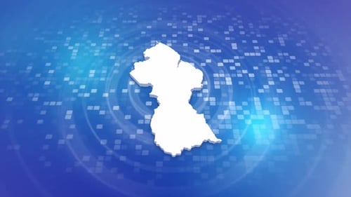 Guyana Map Outline Reveal on Digital Grid Background