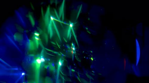 Cinematic Abstract Neon Green Light Burst with Glass Refraction