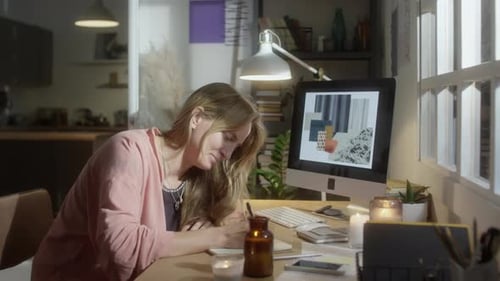 Portrait of Female Designer in Cozy Home Office