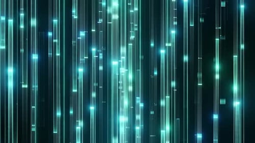 Glowing Turquoise Digital Data Stream Vertical Lines Background