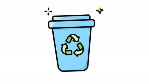 Eco-Friendly Recycling Bin with Animated Lid and Symbol