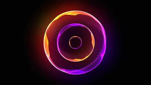 Bright glowing rotating particle 3d sphere in the Universe. Abstract technology, science