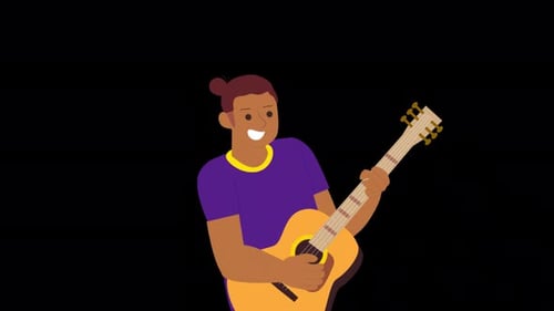 Animated Flat Design Illustration of a Person Playing Guitar