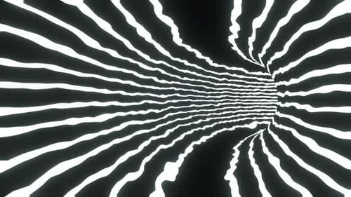 White Neon Stripes Circle Tunnel Background Vj Loop l 4K