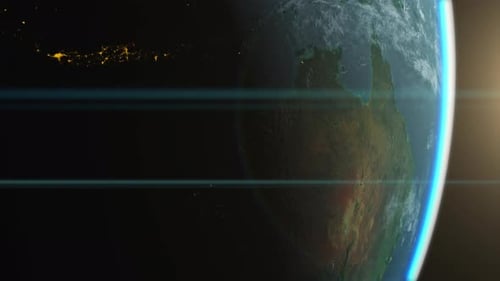 Rotate Earth and View of the Morning in Australia