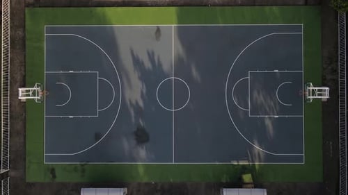 Aerial view, football field in the middle of the city which is neat and clean