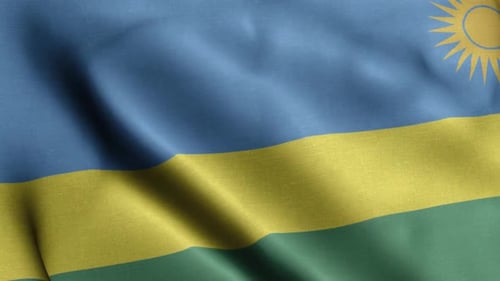 Realistic Fabric Flag of Rwanda Waving Seamless Loop Animation