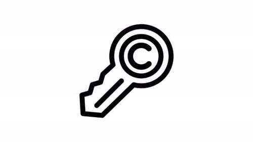 Animated Copyright Key Icon Line Art Reveal