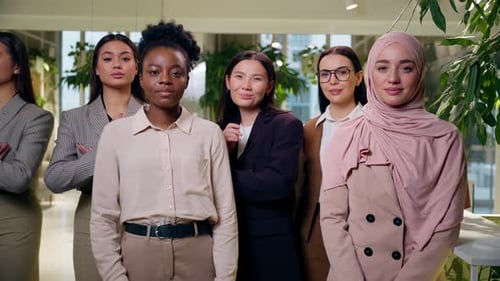 Diverse Group of Women Posing in Office