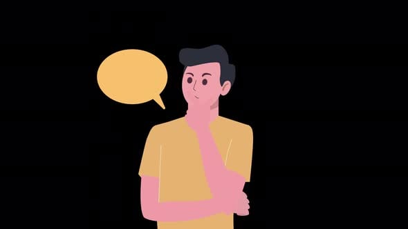 Animated Thinking Man with Thought Bubble, Backgrounds Motion Graphics ...