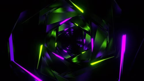 Purple And Green Moving Neon Dark Tunnel Background Vj Loop In 4K