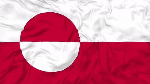 Greenland National Flag Waving with Realistic Fabric Texture