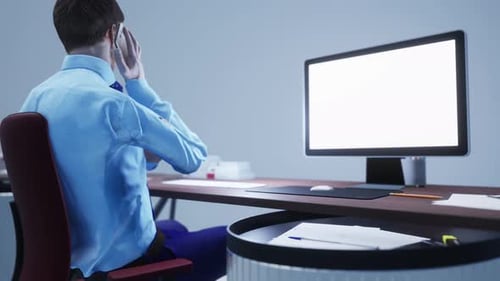 Business People Unrecognizable On The Computer Screen In The Office