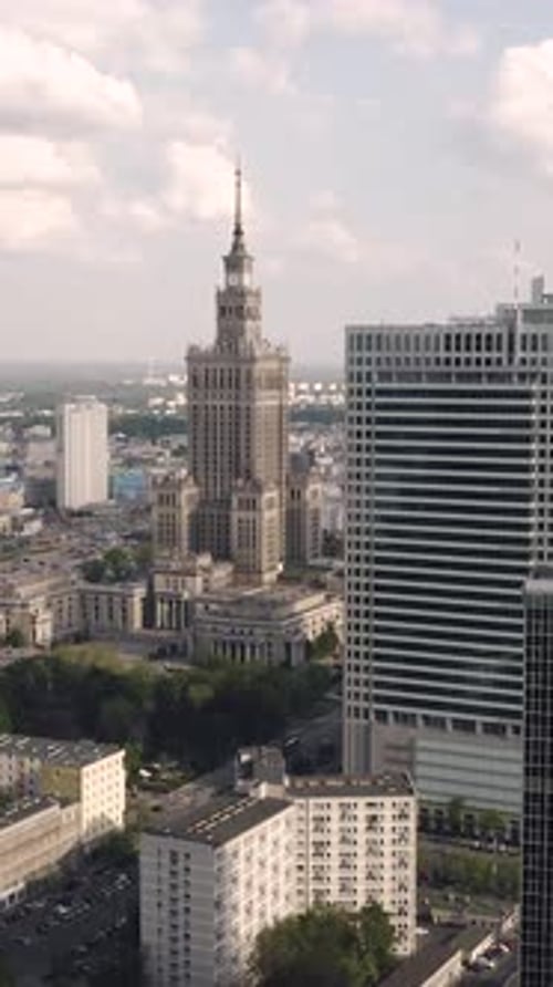Aerial View of Warsaw Downtown