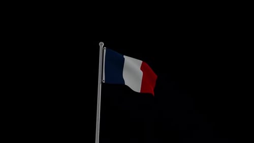 French Flag Waving Alpha Channel Animation
