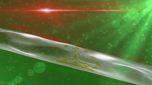 Tajikistan National Flag Waving Animation with Abstract Background