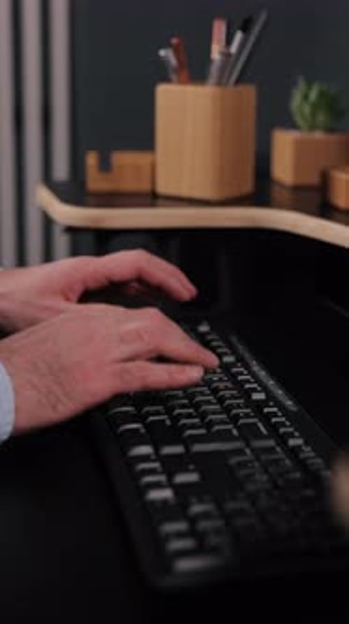 Hands Typing Searching and Surfing Modern Office
